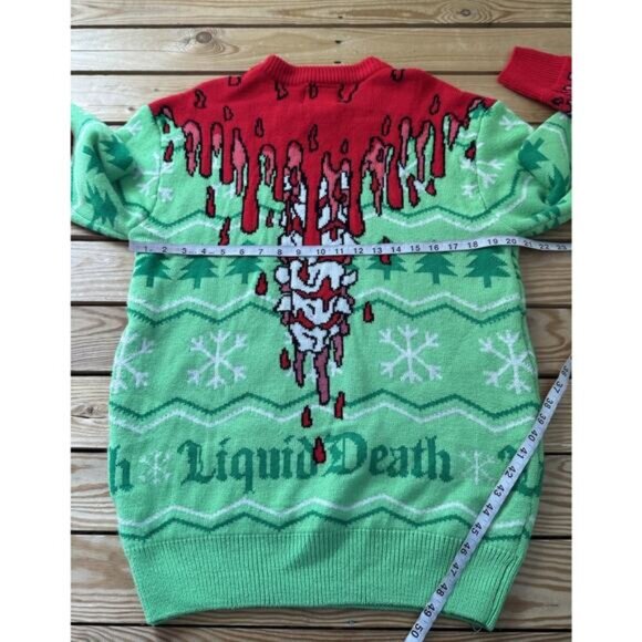 Liquid Death Graphic Sweater Size Large Men’s Green Red - Picture 6 of 7